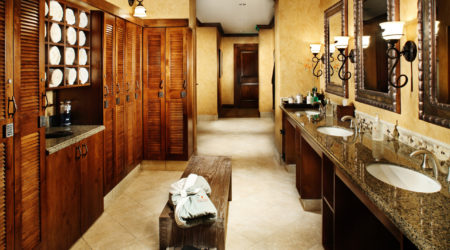 lockers sinks and changing area at spa The Club at Inverness Englewood Colorado DTC