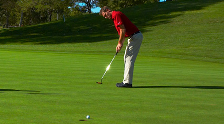 male golfer almost makes long putt The Club at Inverness golf Englewood Colorado DTC