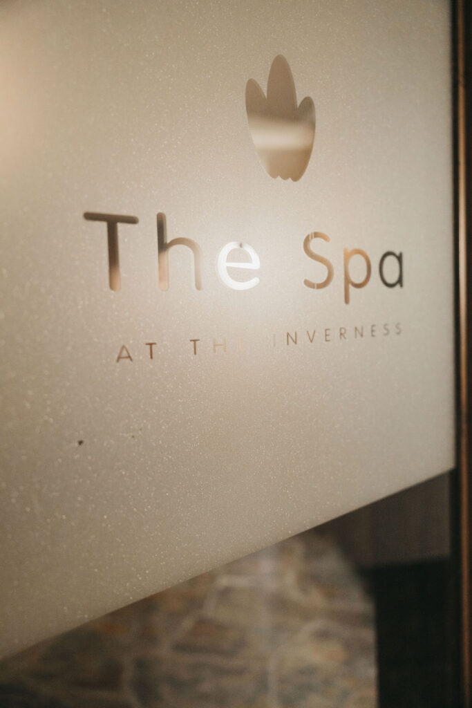 the door to the spa at the inverness