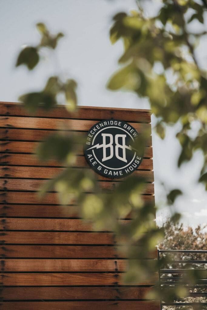 Outdoor photo of the Breckenridge Brewery Logo on the side of the building