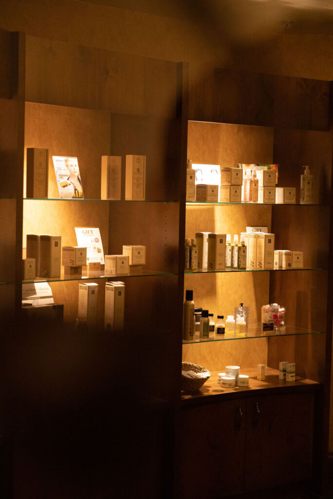 Interior photo of spa products